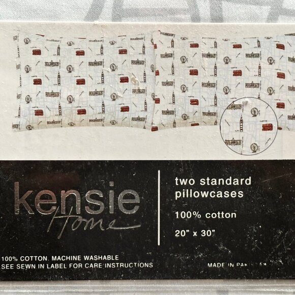 Kensie 2 Std Cotton Pillowcases LONDON Buckingham Palace, Big Ben, River Thames - Picture 3 of 4